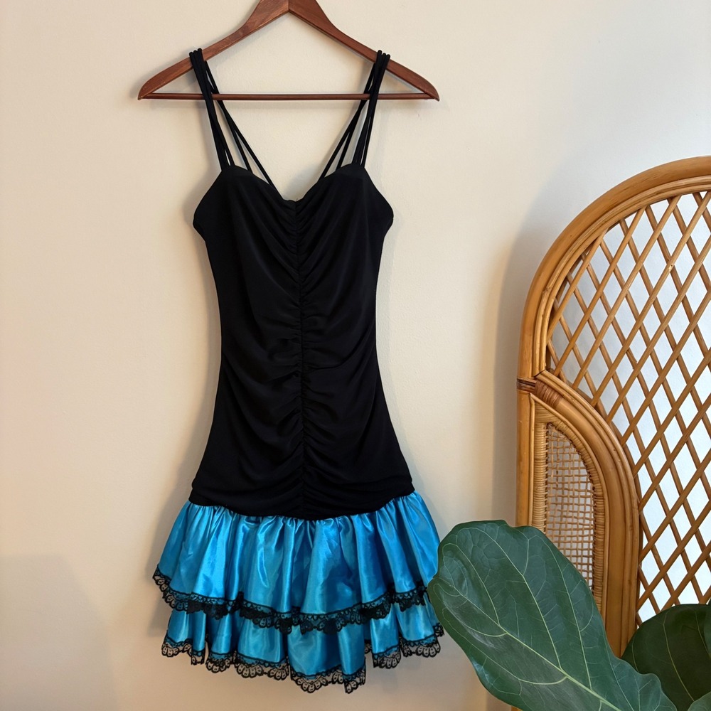Vintage 90's Whimsygoth Jessica McClintock for Gunne Sax Two Tone Ruffle Dress